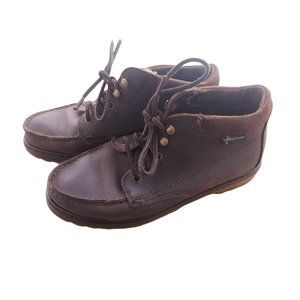 VTG EASTLAND Men's Brown Oiled Leather Ankle Boots Size 8.5 Medium Made In USA